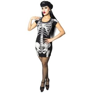 Skeleton Tunic Dress Bodycon Stretchy Small S Black White Goth Halloween NWT